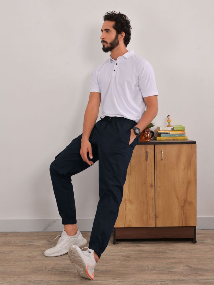Romano Mens Solid Navy Blue Cotton Jogger Pants Track Pants Small   Amazonin Fashion