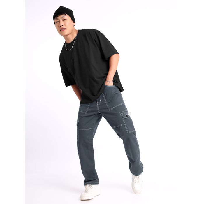 Buy Men's Hip Hop Ice Blue Baggy Cargo Jeans Online