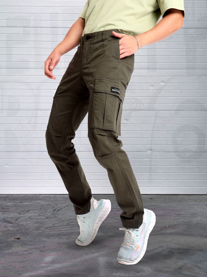 NIGHTHAWK Cargo pant in premium cotton twill - ARMY GREEN | DML Jeans