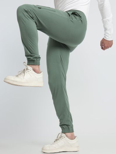 Buy Light Grey Patch Pocket Knitted Men Jogger Online in India