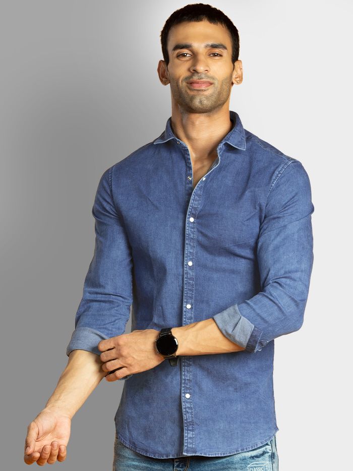 Buy Undercool Blue Denim Shirts for Men Online in India -Beyoung