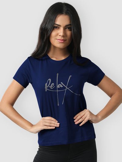 Buy Women Navy Graphic Print Casual T-shirt and Leggings Online