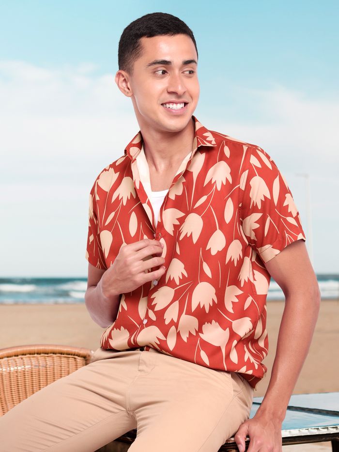 Rayon Hawaiian shirts Hawaii: Men's Hawaiian Shirt Tropical Flower -Na –  Hawaiian Fun Wear