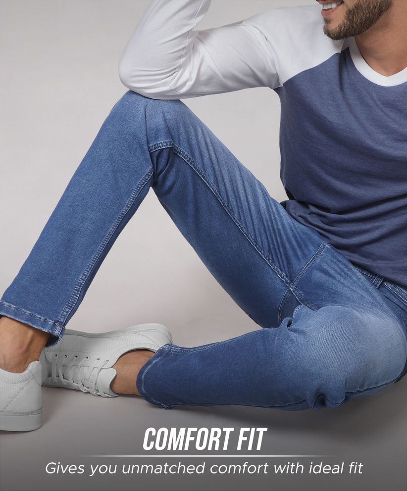 Buy True Blue Cotton Knitted Jeans Online in India -Beyoung