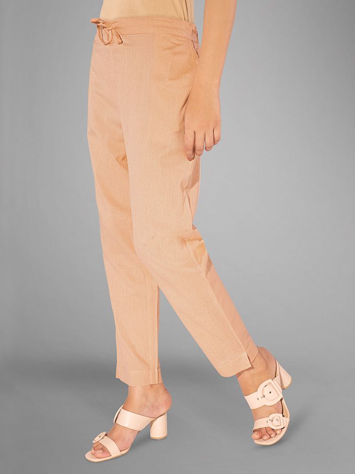 Buy online Women Peach Crepe Cigarette Pants from bottom wear for Women by  Panit for ₹529 at 62% off | 2024 Limeroad.com