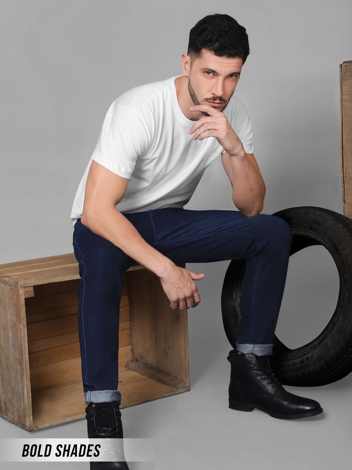 Buy Dark Blue Solid Jeans Online in India -Beyoung