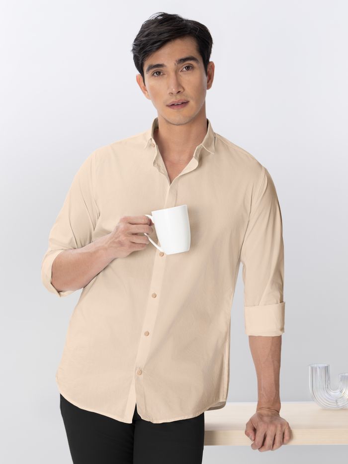 Buy Light Beige - Cotton Solid Shirts For Men Online in India -Beyoung