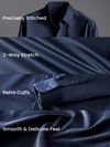 Navy Blue Satin Shirt | Beyoung