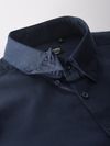 Navy Blue Satin Shirt