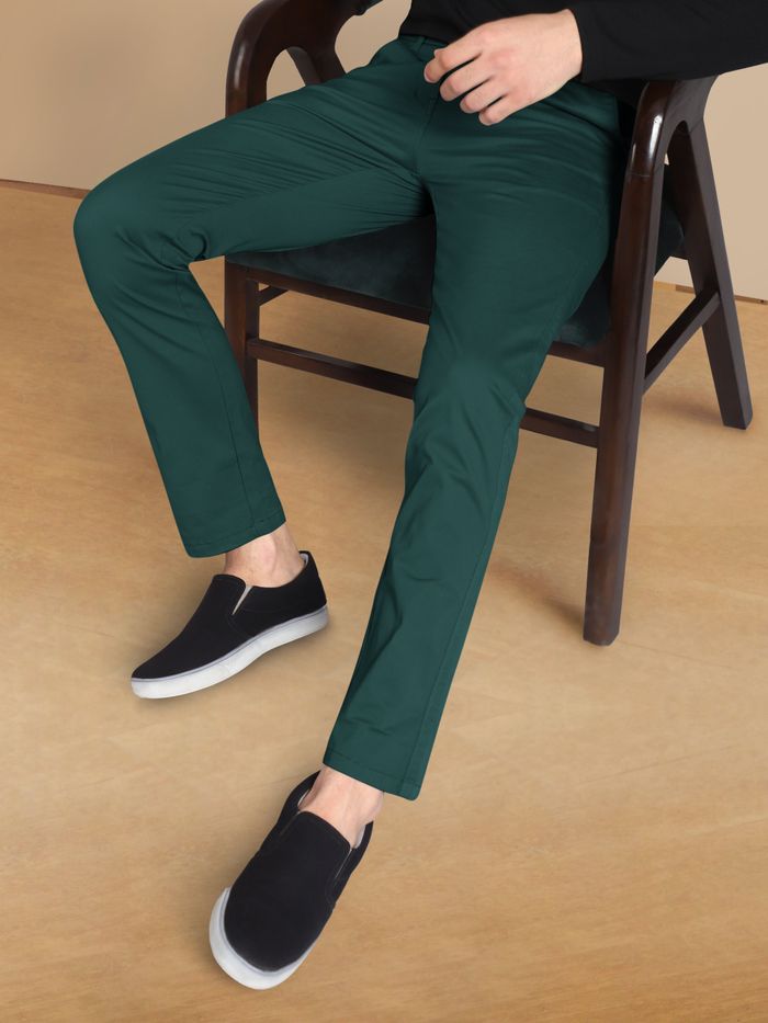 Buy Linen Blend Slim Fit Men Formal Trouser - Green (KDB-1936909)