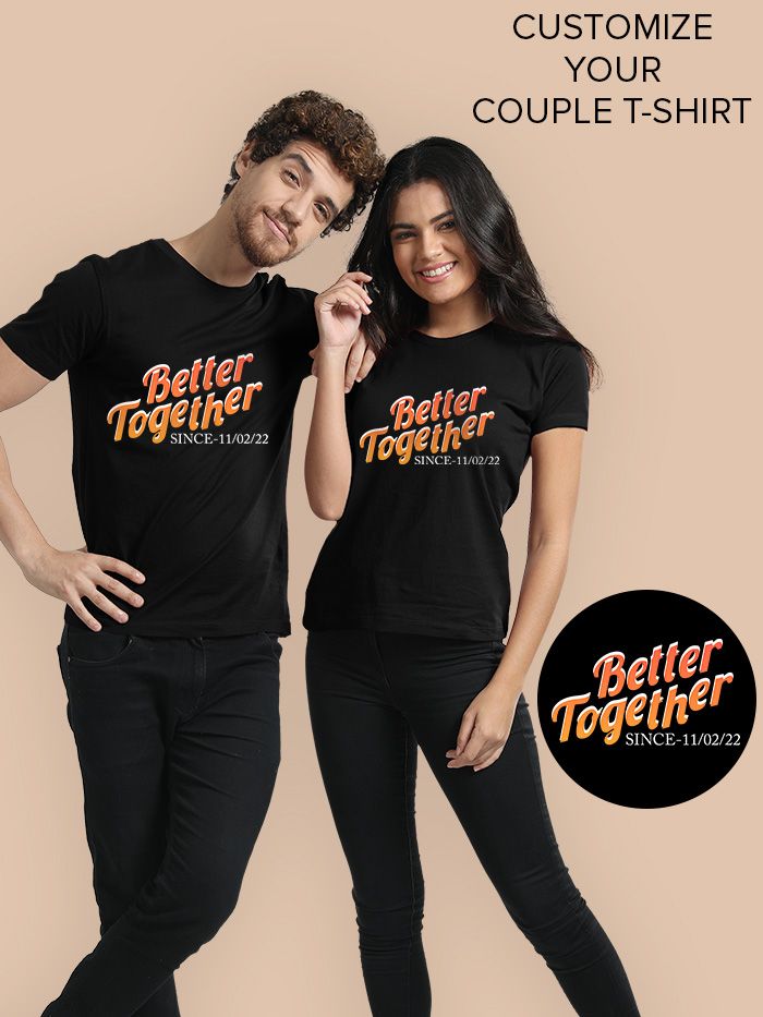 Better Together Customizable Couple T-shirt-Black