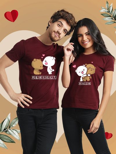 Buy Lappen Fashion Couple's Printed T-Shirt | Tee Dress for Women | Half  Sleeve Tees for Men | Cotton Round Neck | Pre Wedding Tshirt | The Boss  Theme - Combo Pack (Pink & Blue) M Online at Best Prices in India - JioMart.
