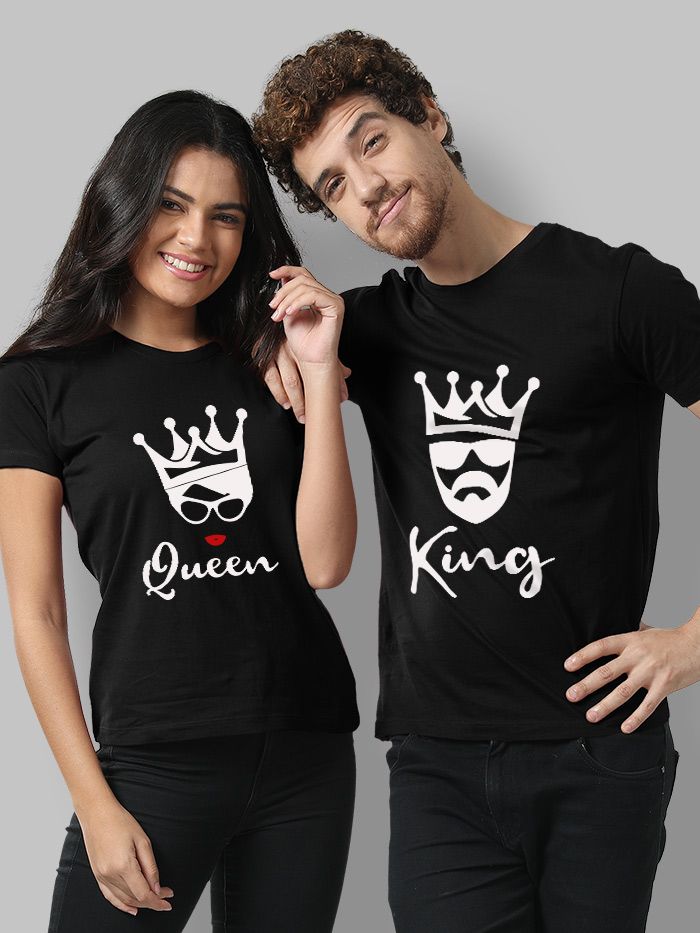King Queen Shirts Set for Couples Matching T-Shirts Men XXL/Women