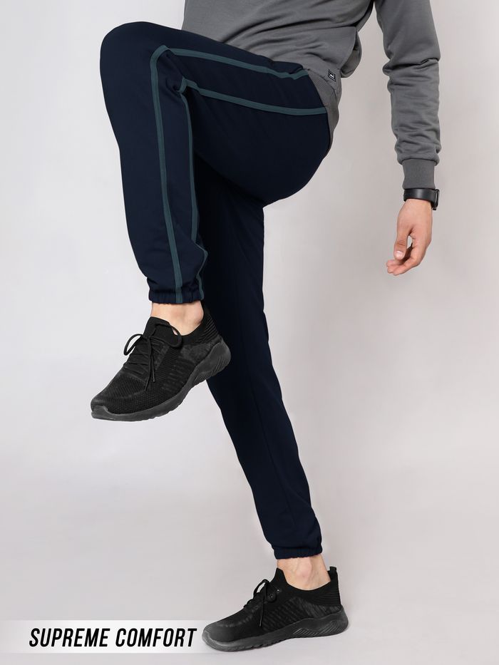 Buy Navy Blue Men Striped Sweatpants Online in India at Beyoung