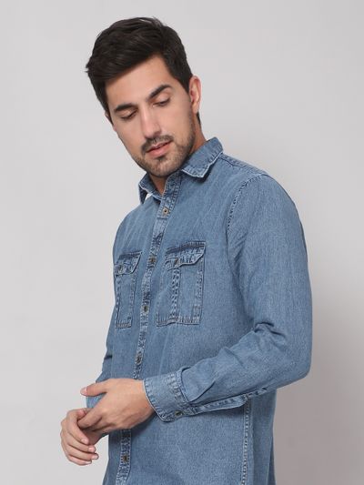 2023 Vintage Oversized Vertical Striped Denim Mufti Blue Checked Shirt High  Quality Cotton Workwear From Brickmenh, $27.61 | DHgate.Com