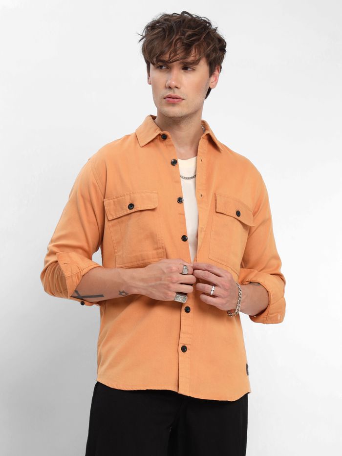Sunrise Orange Shirt Jacket With High-Low Denim Pants Set for Women - Easy  Returns – Fledgling Wings