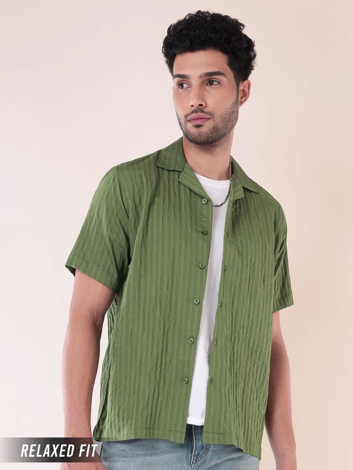 Buy Sage Green Striped Casual Shirt for Men for Men Online in India -Beyoung