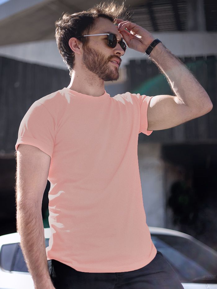 Plain Rose Pink T shirt - Buy Plain Rose Pink Half Sleeve T shirt