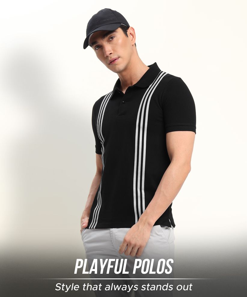 Buy White Striped Polo T-shirt Online in India - Beyoung