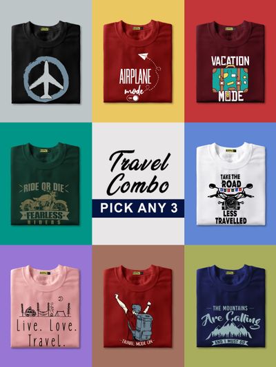 Travel Combo: Buy Travel Printed Combo T-shirts