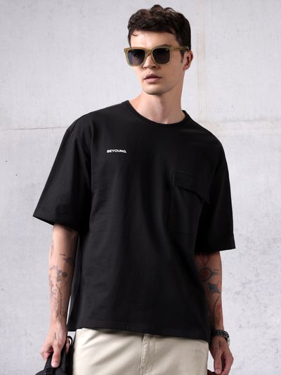 Buy Black Flap Pocket Oversized T-shirt for Men Online in India - Beyoung