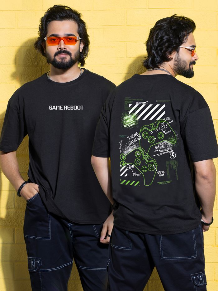 Game Reboot Printed Oversized T-shirt for Men