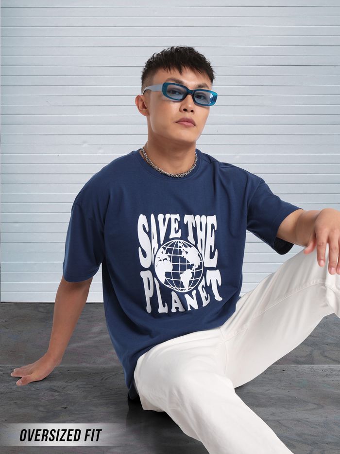Buy Save the Planet Printed Oversized T-shirt for Men Online in India -  Beyoung