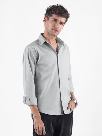 Mist Grey Textured Cotton Shirt