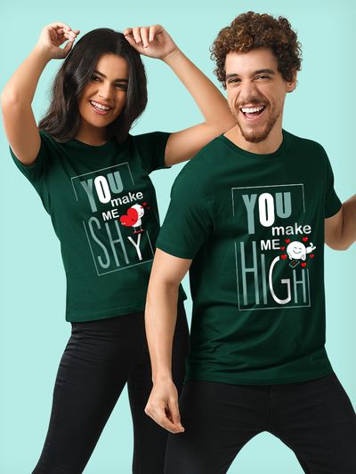 Buy Bottle Green Couple T Shirts Online in India at Beyoung