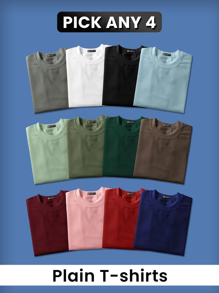 Buy best plain t-shirt combos for men online, 