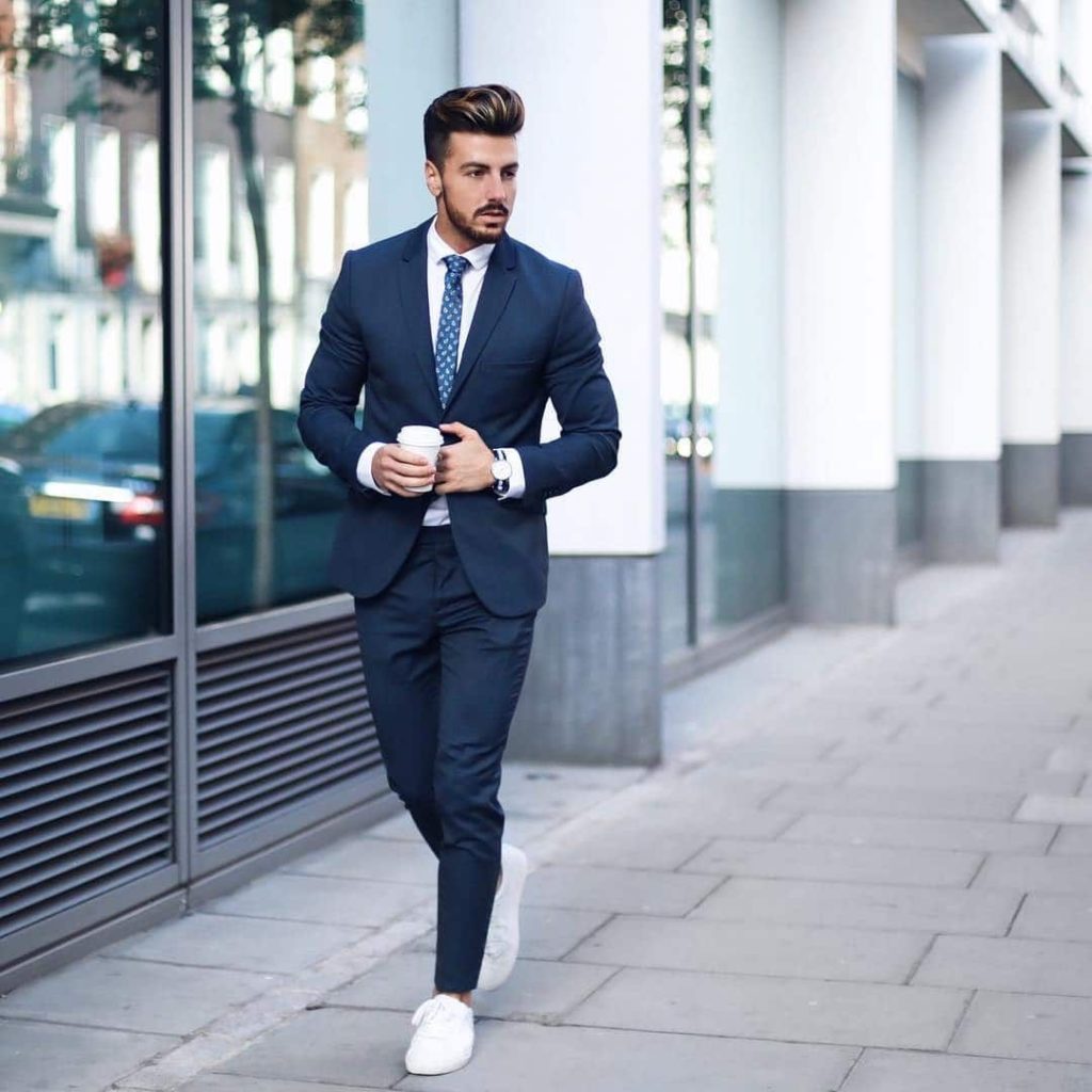 White Sneakers with Suit