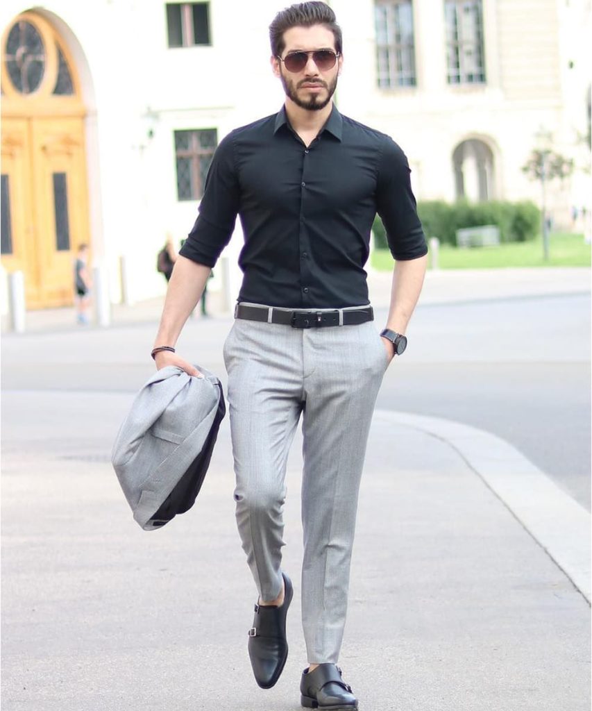 black shirt outfit for mens