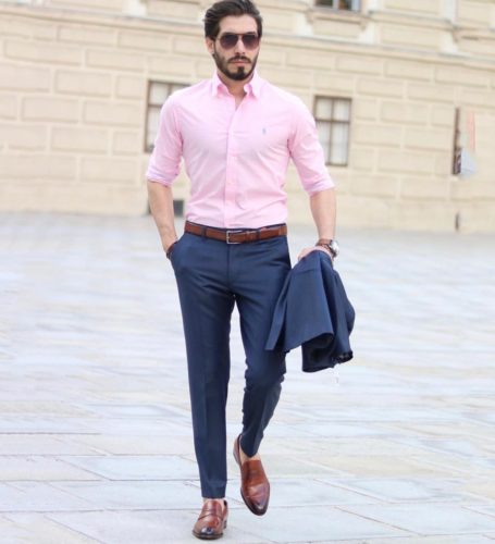 formal pink shirt white pant