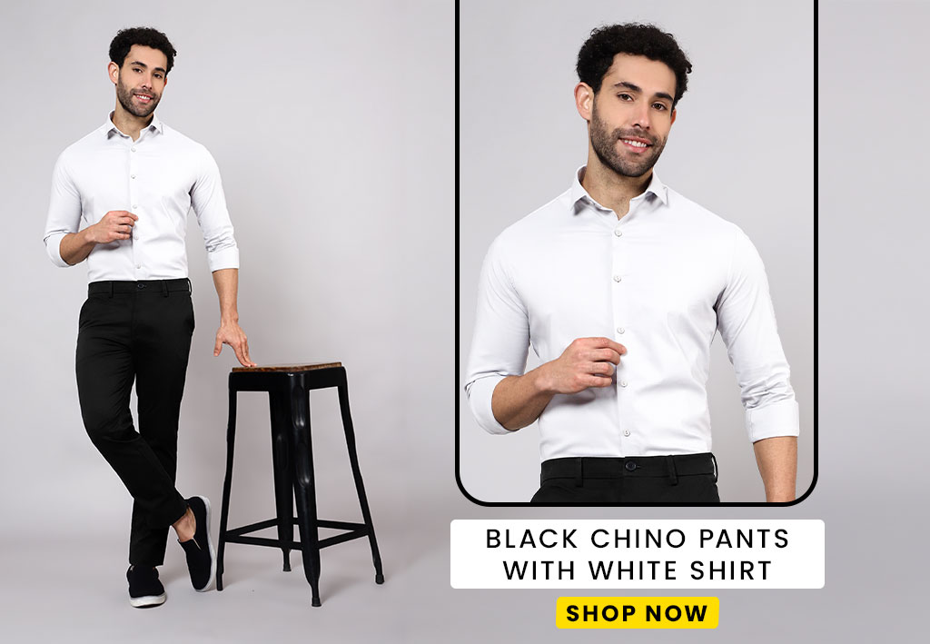 White Formal Shirt Black Formal Pant Combination