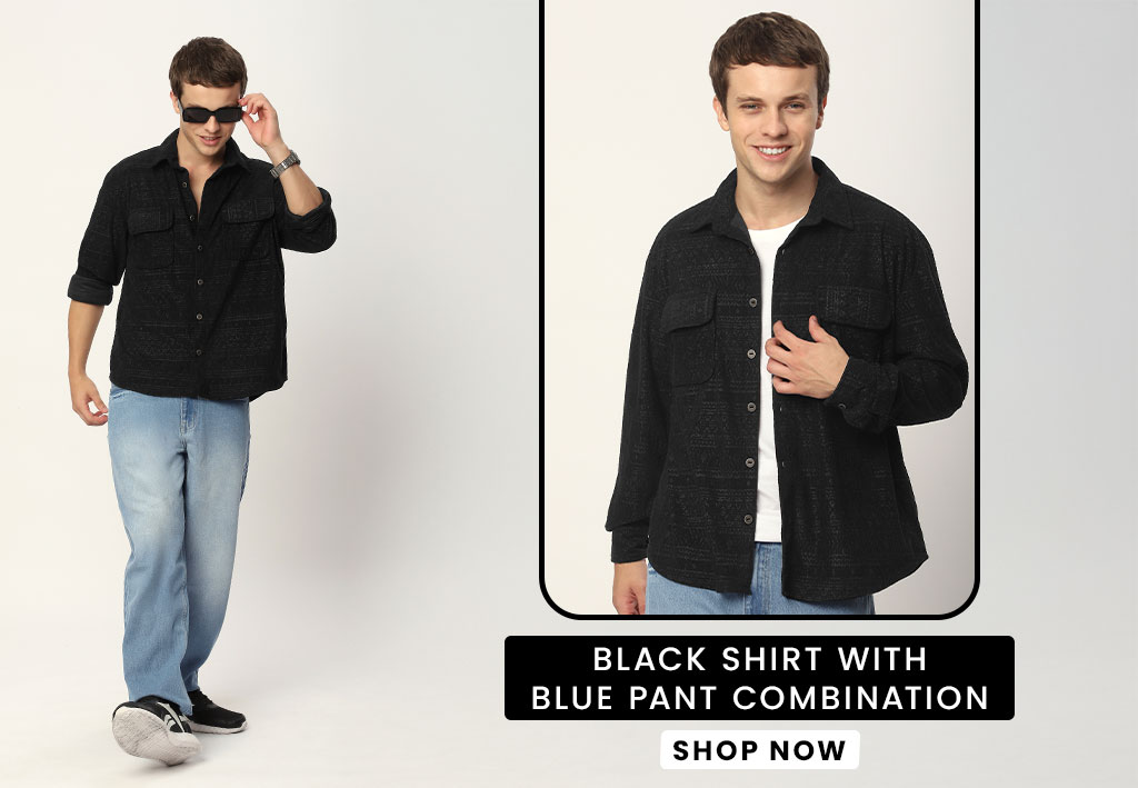 Black Shirt Combination with Blue Pant