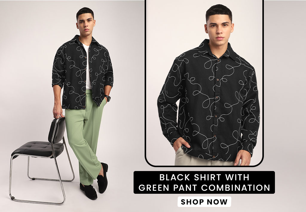 Black Shirt Combination with Green Pant