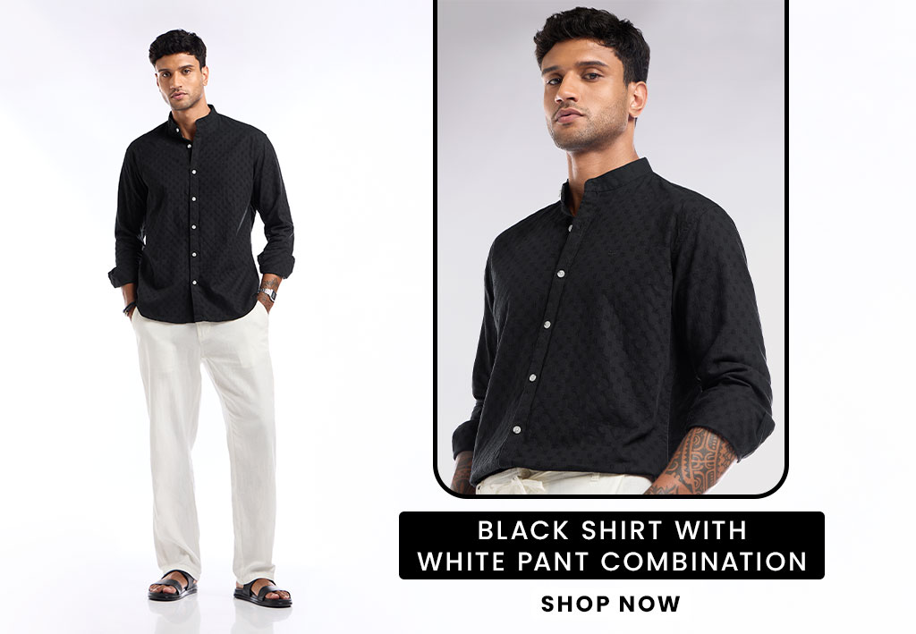 Black Shirt Combination with White Pant