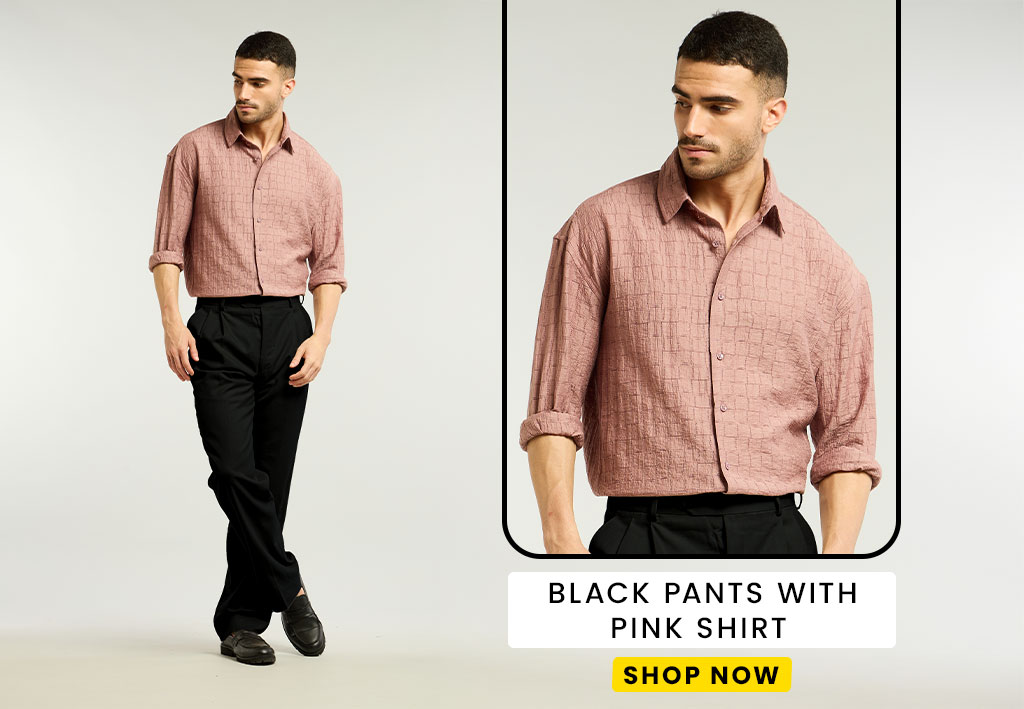 Pink Formal Shirt combination Black Pants