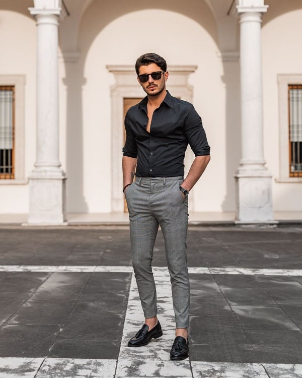 Buy Men Elegant Black Shirt Grey Trouser Office Wear Mens Formal Online in  India  Etsy