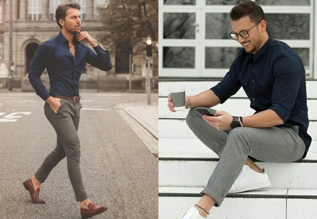 Grey Pant with Navy Blue Shirts