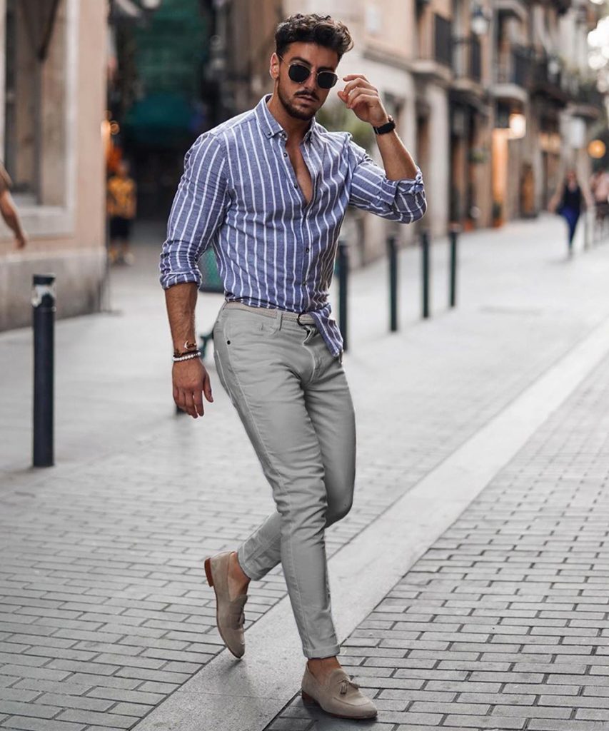 Grey Pant with Stripe Shirts