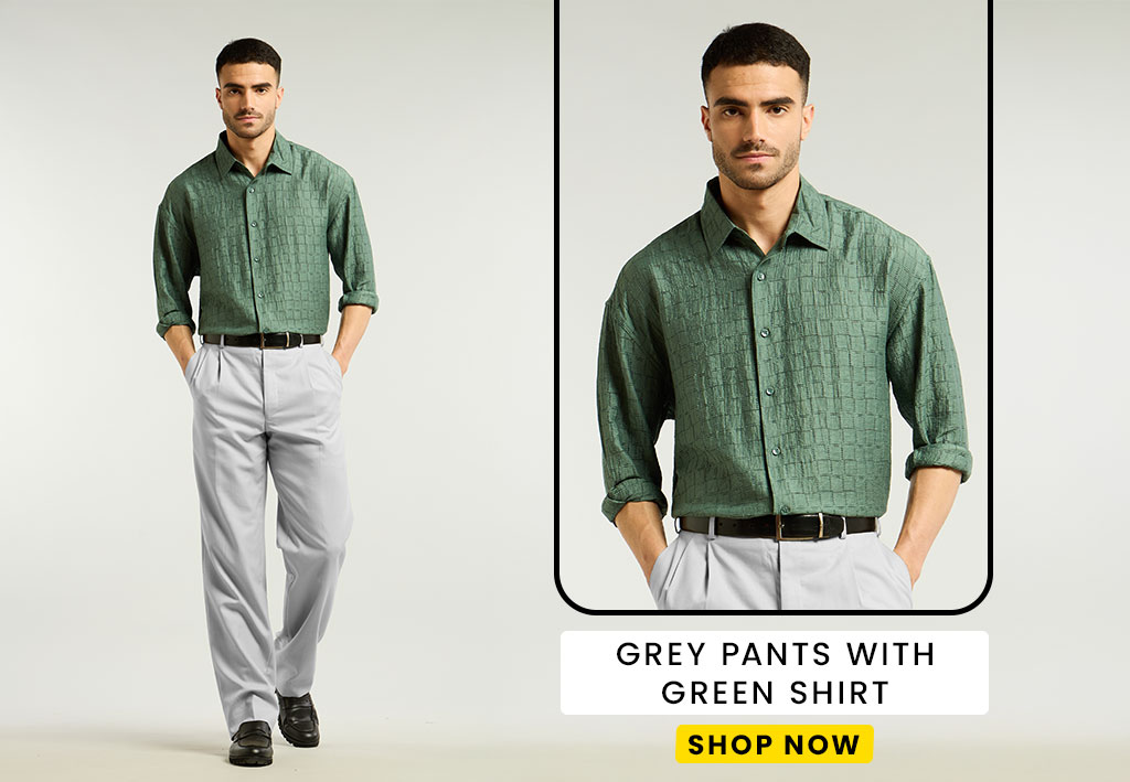 Green shirts with Grey Formal Pant Combination