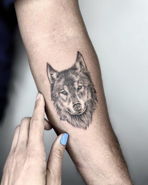 Small Wolf Tattoo for Men