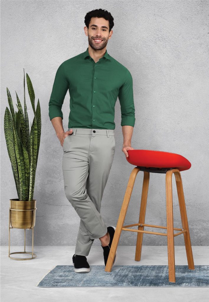 Green Shirt matching Grey Pant