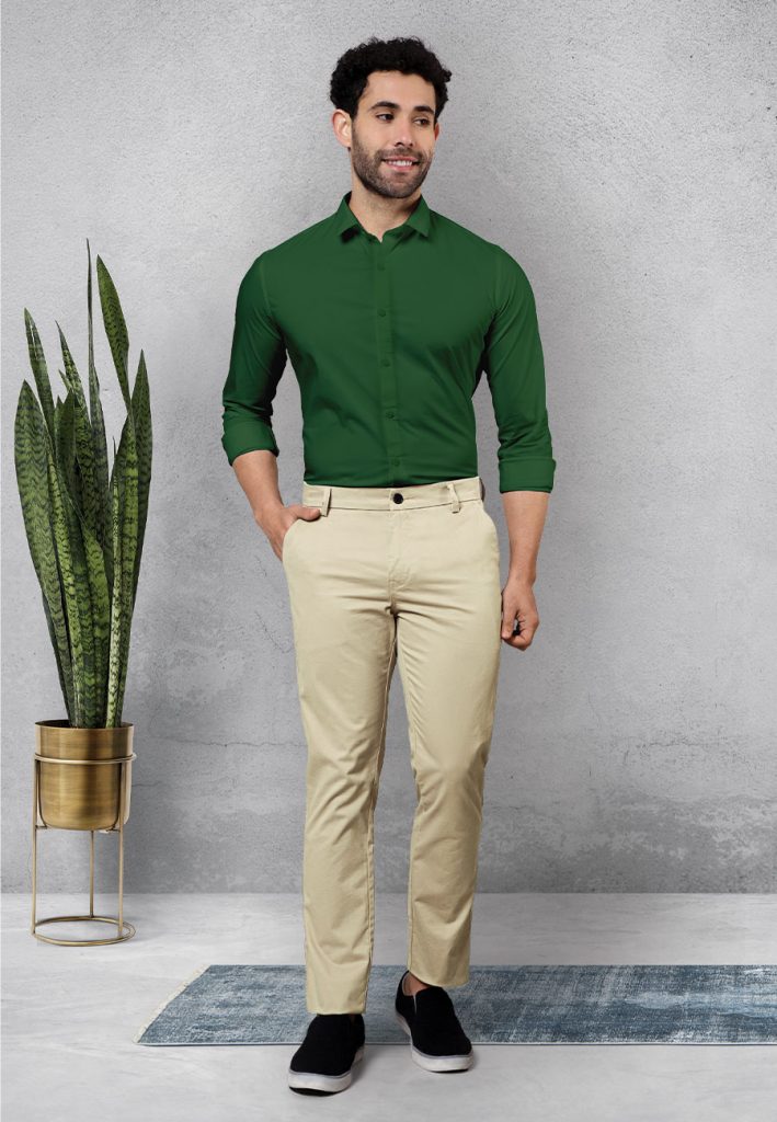 Light Green Shirt Matching Cream Pant