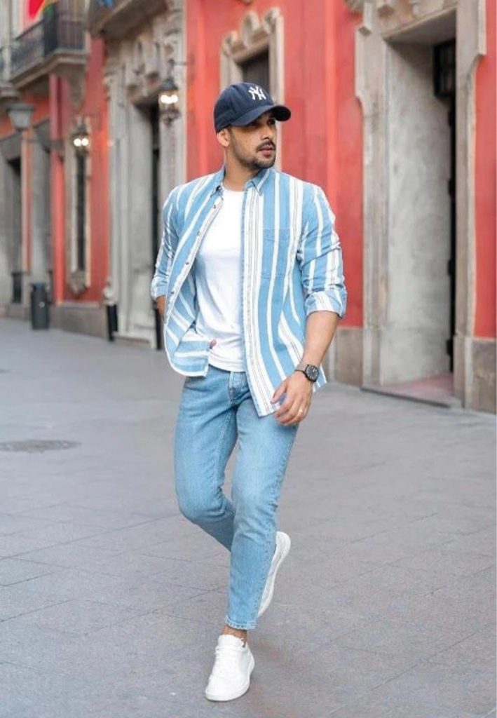 Blue Jeans Matching Striped shirts