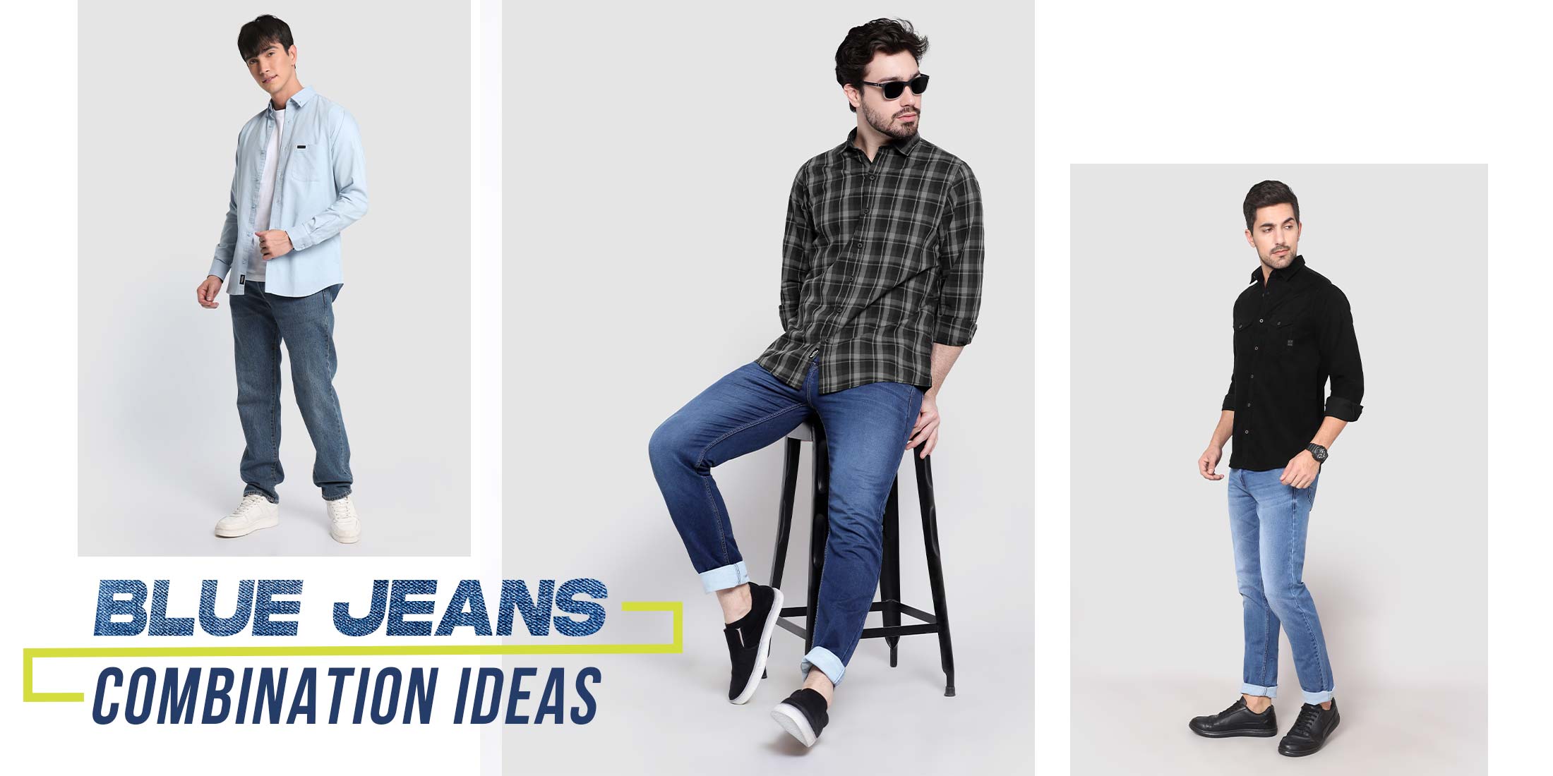 Fashion Trendy Men's Plain Blue Jean