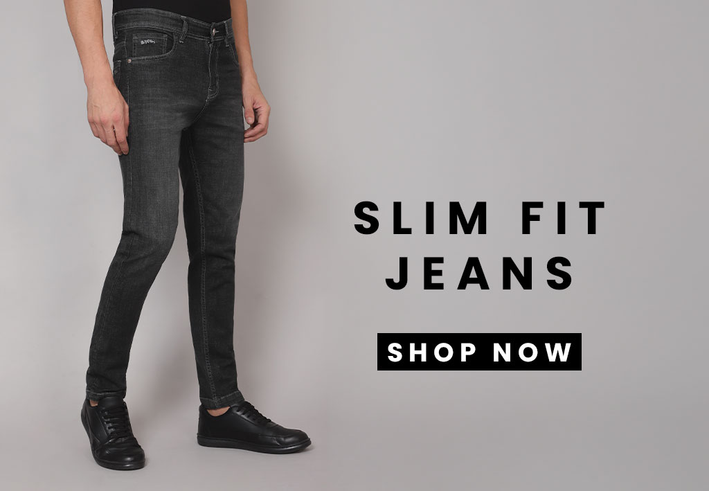 men wearing trendy slim-fit Jeans 