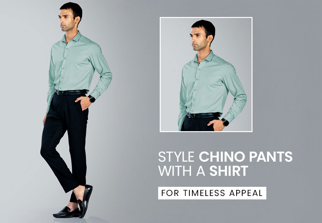 Green Shirt with Black Chino Pants Style Combination 