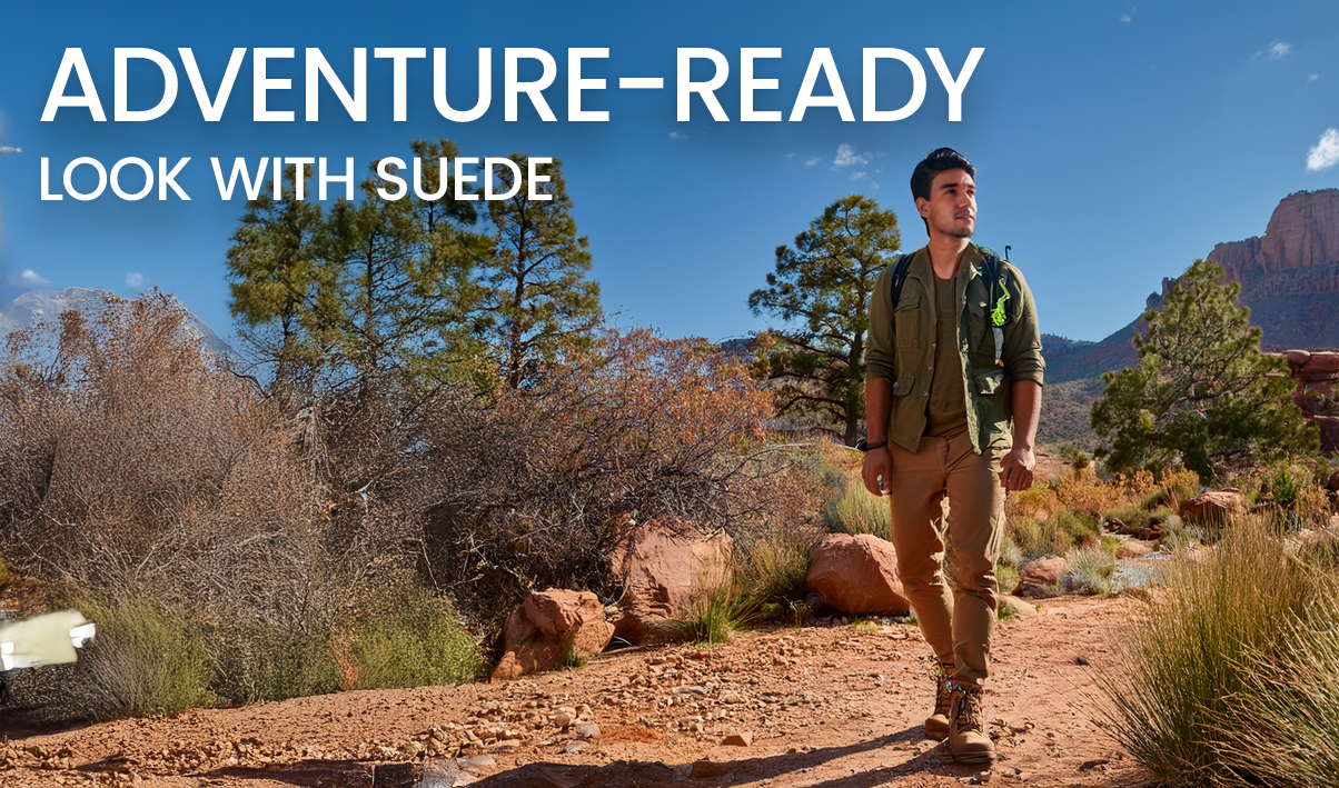 Adventure-Ready Look with Suede Shirt